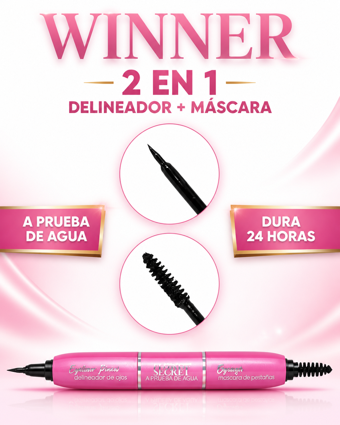 MASCARA PESTAÑAS CON DELINEADOR 2X1 FLOWER SECRET