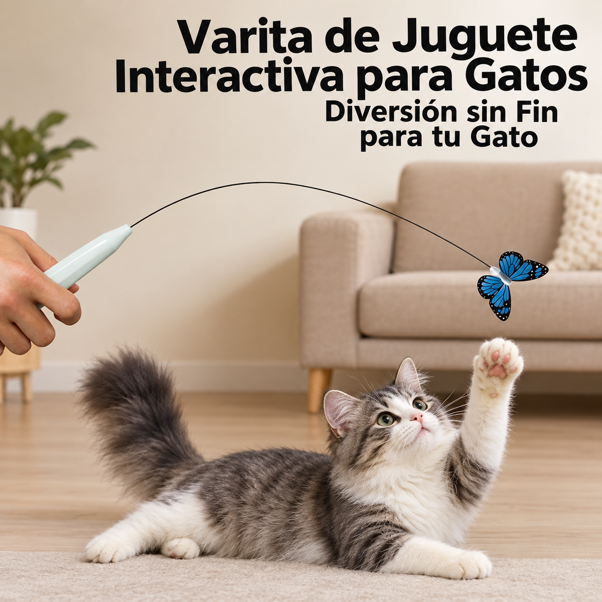 MARIPOSA AUTOMÁTICA PARA GATOS Tu gato juega solo, tú descansas.