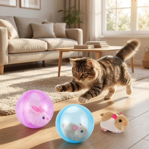 Peluche Rodante Interactivo para Gatos (Se mueve solo)