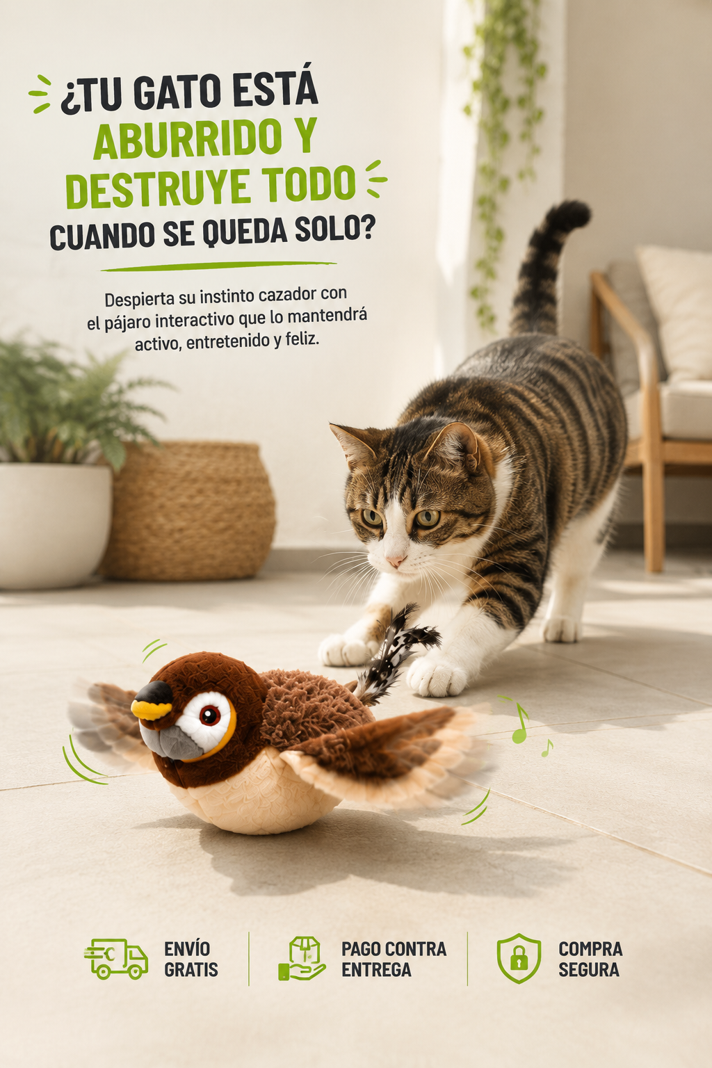 Juguete interactivo pájaro volador